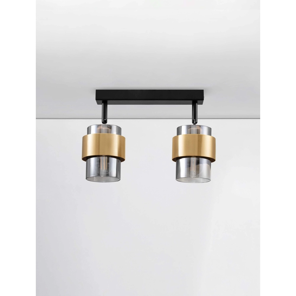 Plafondlamp Sianna 2-lichts zwart met goud Lyora 5212017452603