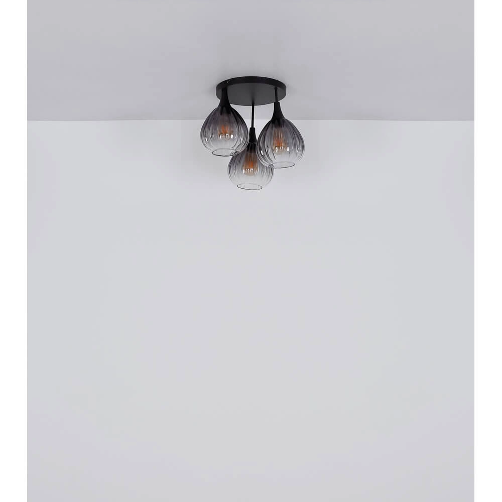 Ronde plafondlamp Fluoro 3-lichts zwart Globo 9007371465354