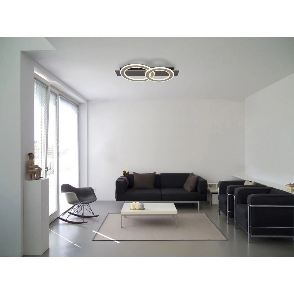 Design plafondlamp Jayden antraciet 2 ringen Globo 9007371453054