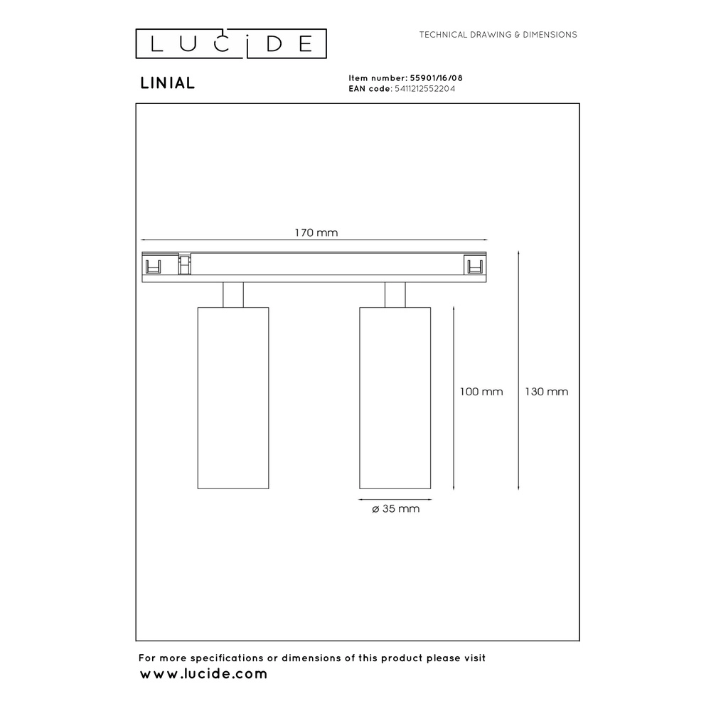 1-fase railspot Linial Bixx mat zwart chroom Premium by Lucide 5411212552204