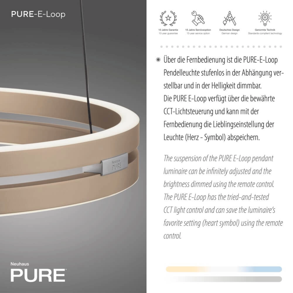 Strakke hanglamp Pure E-Loop messing Paul Neuhaus 4012248372265