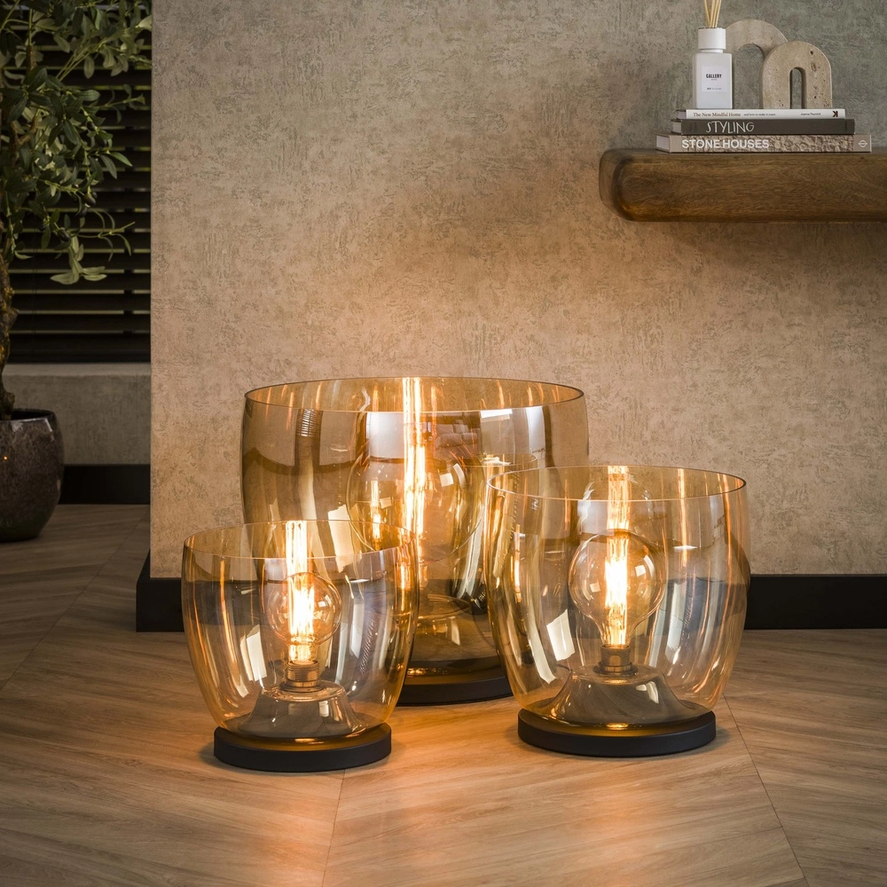 Vloerlamp amber glas UP Ø 48cm - 41cm hoog