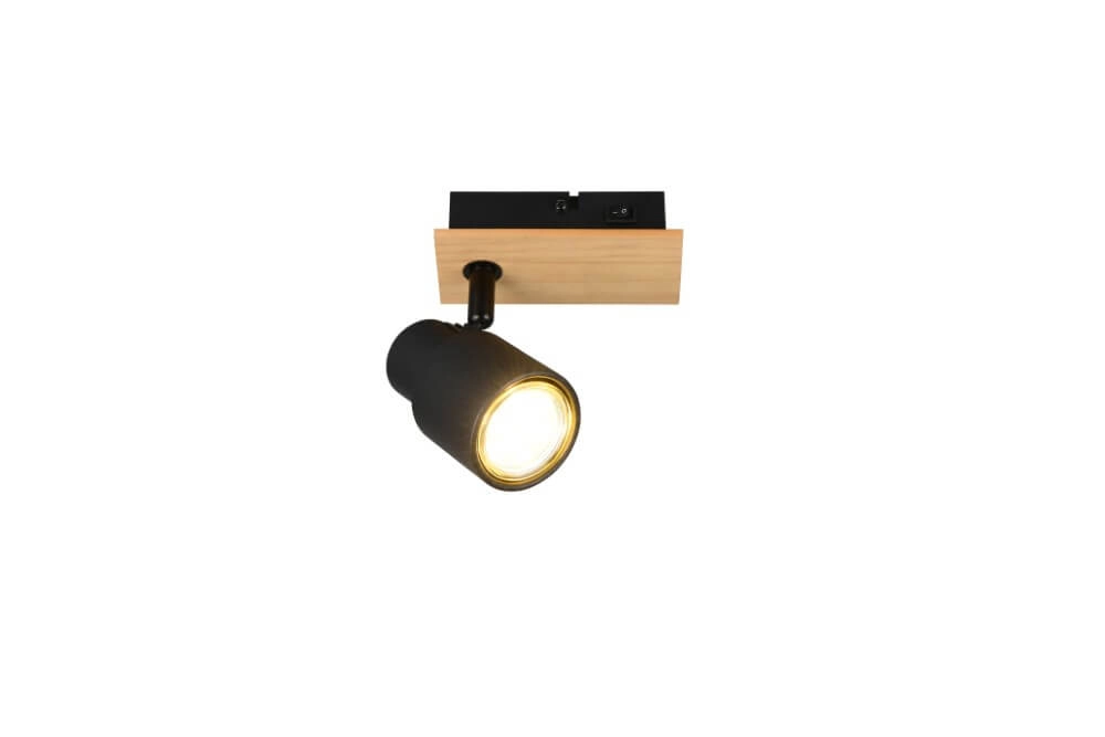 Design wandlamp Pierre zwart met hout Trio 4017807638158