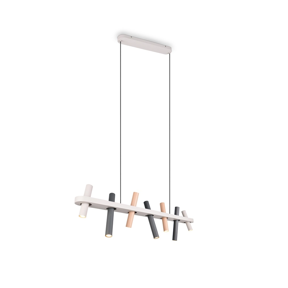 Hanglamp Terloa grijs met zwart en mokka bruin
