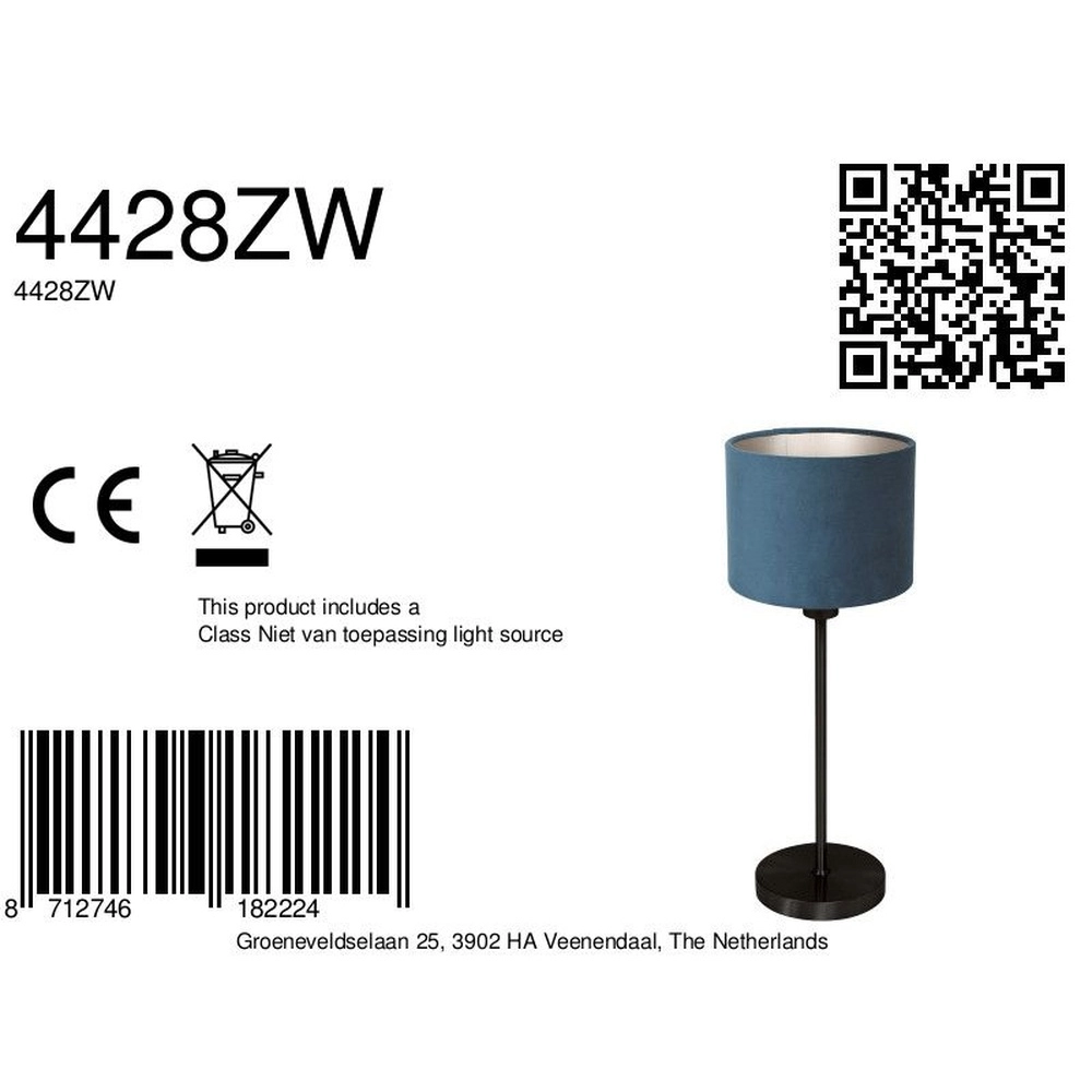 Zwarte tafellamp Noor met blauwe kap Steinhauer 8712746182224