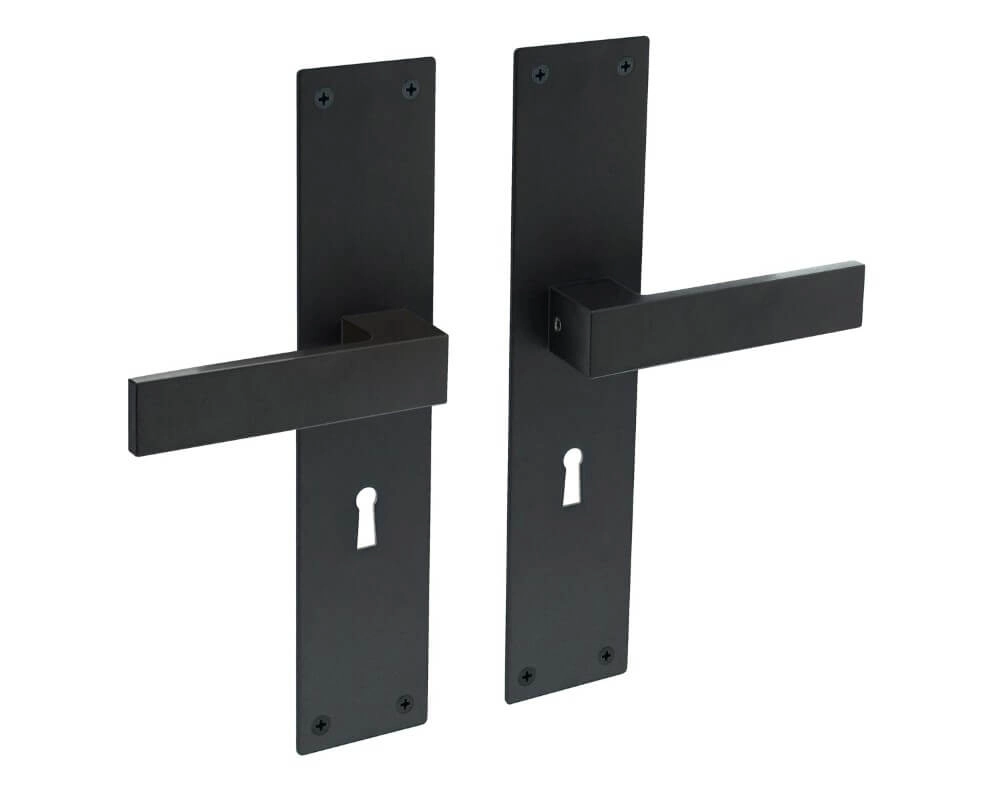 Moderne deurklink Amsterdam sleutelgat zwart