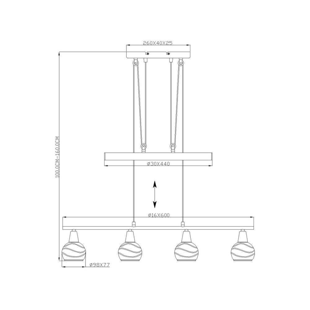 Hanglamp Elliott 4-lichts nikkel Globo 9007371319909