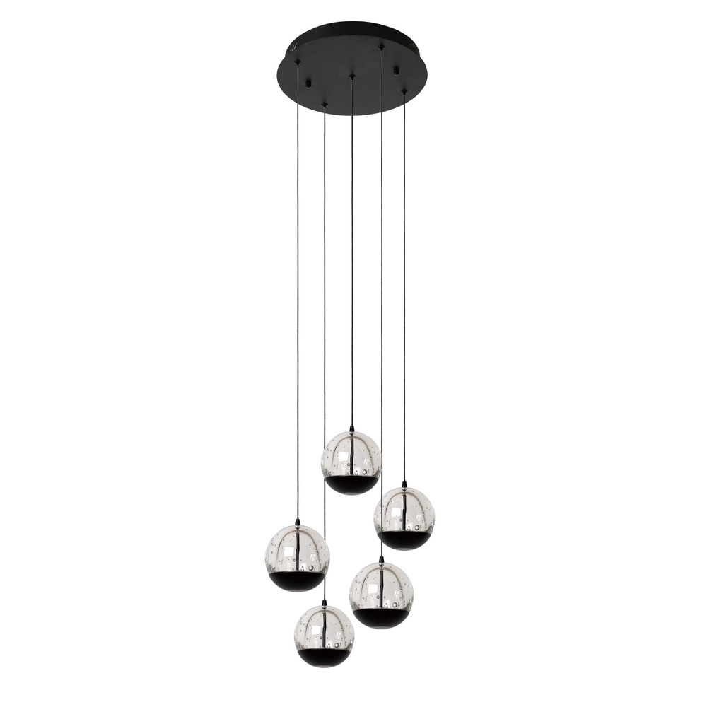 Design hanglamp Sentubal 5-lichts zwart rond