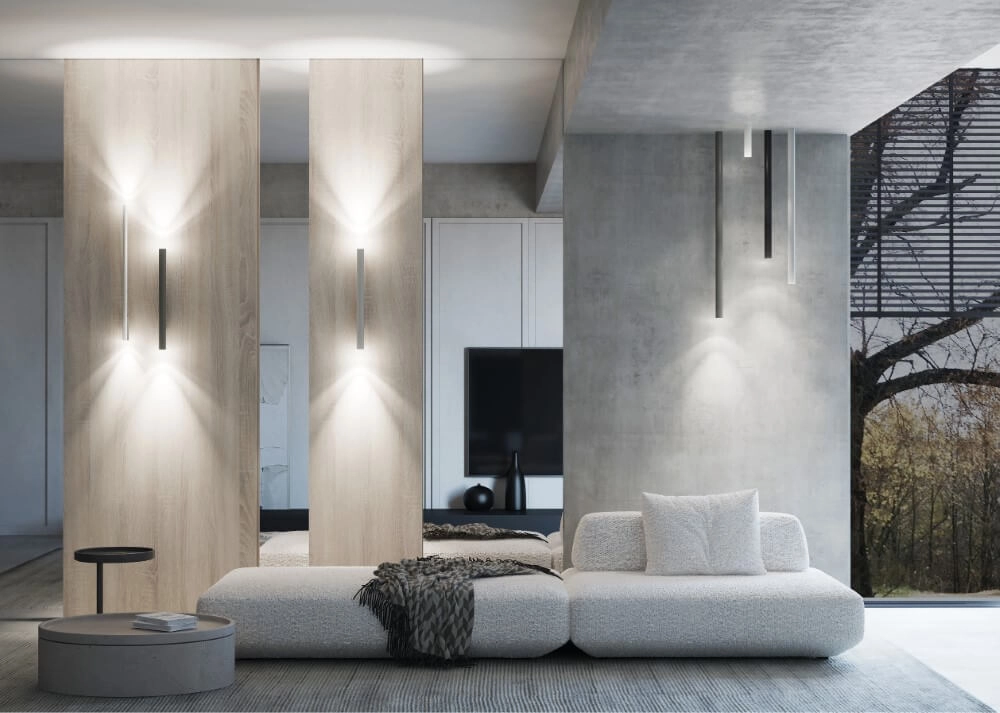 Lichtgrijze lange wandspot Fourty XL up & down Lyora 5903139108928