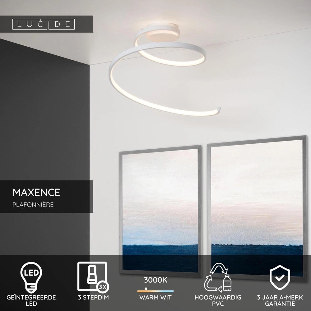 Moderne plafondlamp Maxence wit Lucide 5411212460752