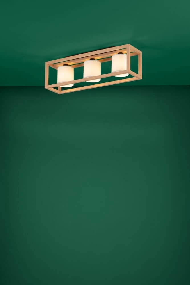 Houten plafondlamp Granados 3-lichts met witte kap Stars of Light 9008606223602