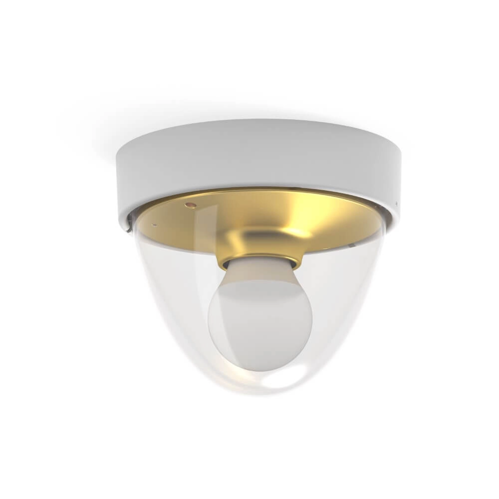 Witte plafondlamp Nook met gouden binnenkant
