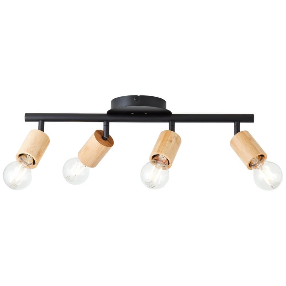 4-lichts plafondlamp Tiffany zwart met hout Brilliant 4004353406492