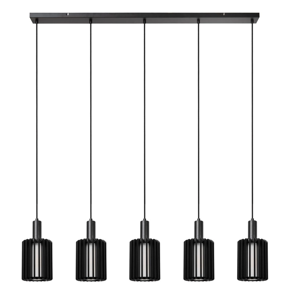 5-lichts hanglamp Lambres recht zwart