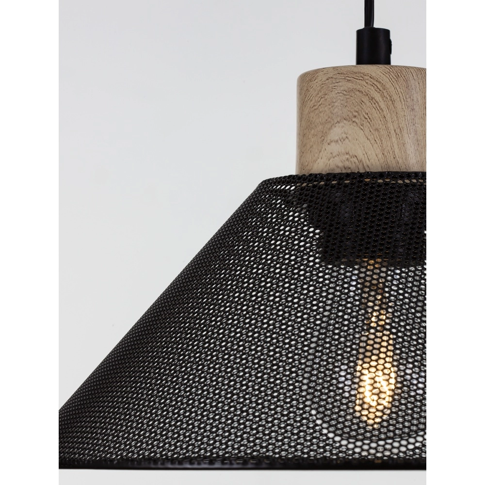 Design hanglamp Ian zwart met hout Lyora 5212017436245