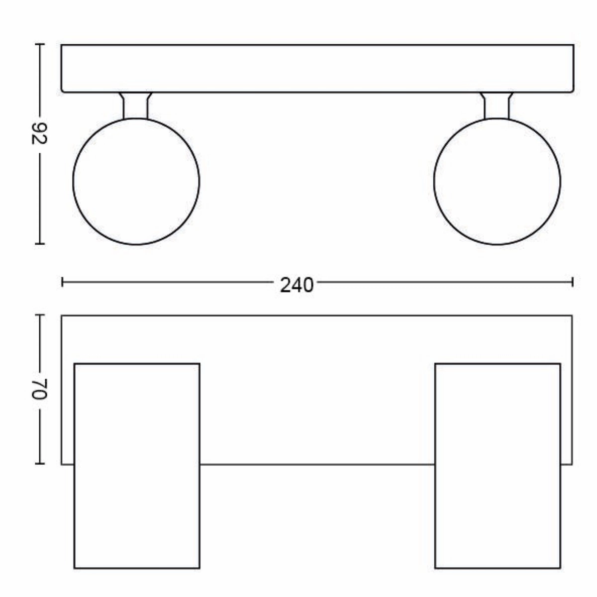 Opbouwspot Kosipo 2-lichts zwart Philips 8718696164907