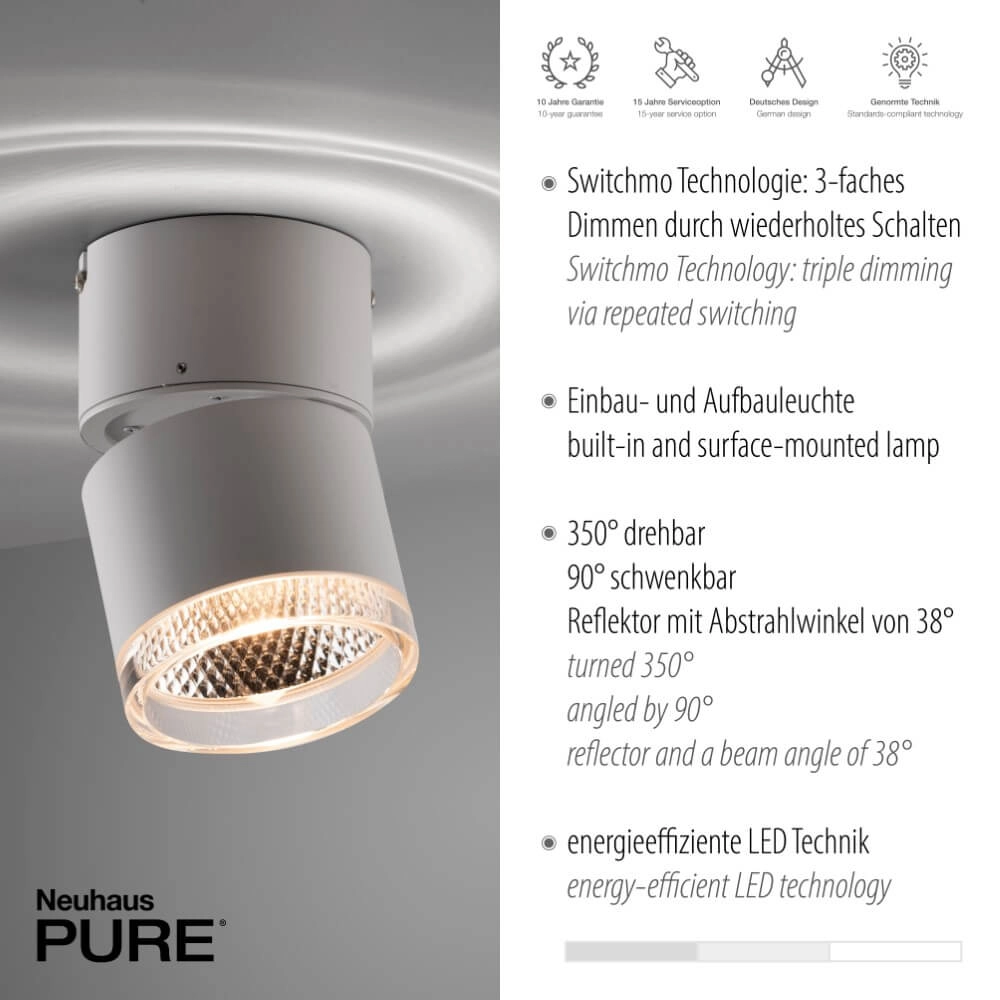 Witte opbouwspot Pure Nola enkel Paul Neuhaus 4012248374535