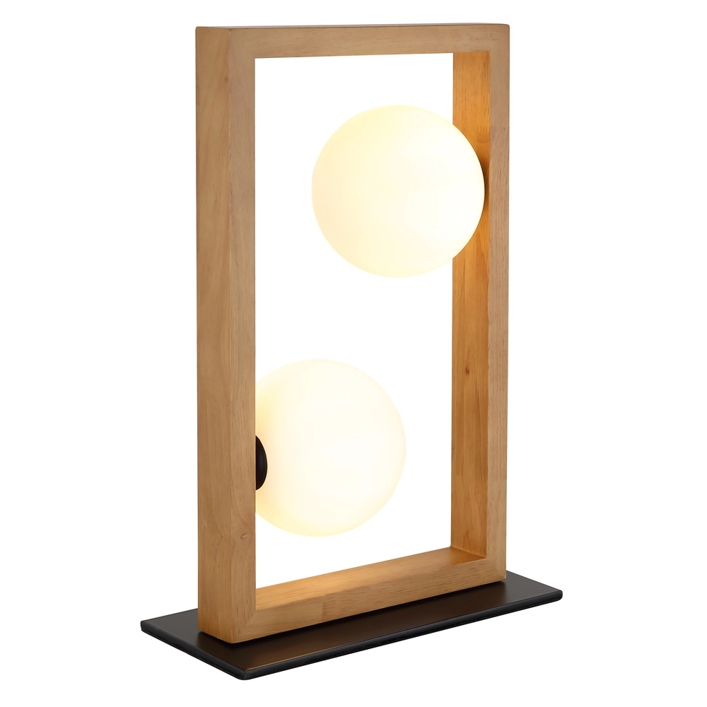 Moderne tafellamp Nanda zwart met hout