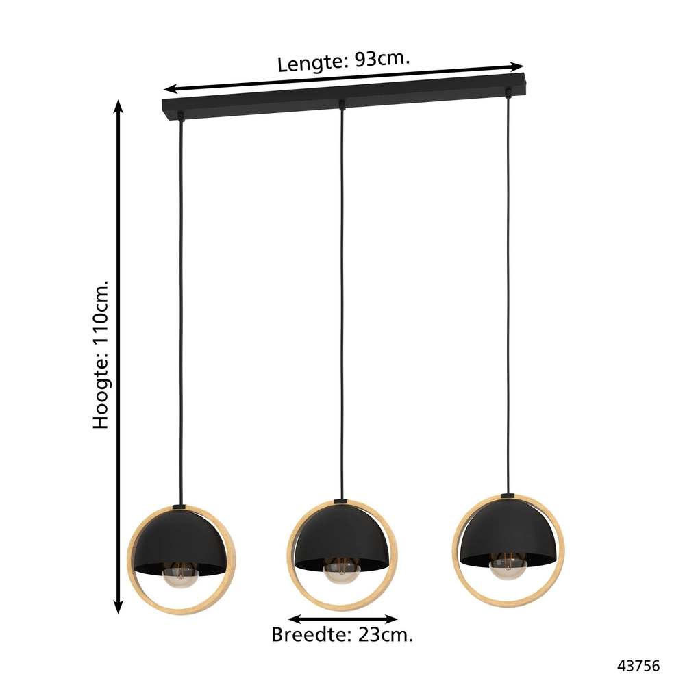 Scandinavische hanglamp Callow 3x E27 - Ø 23cm Eglo 9002759437565