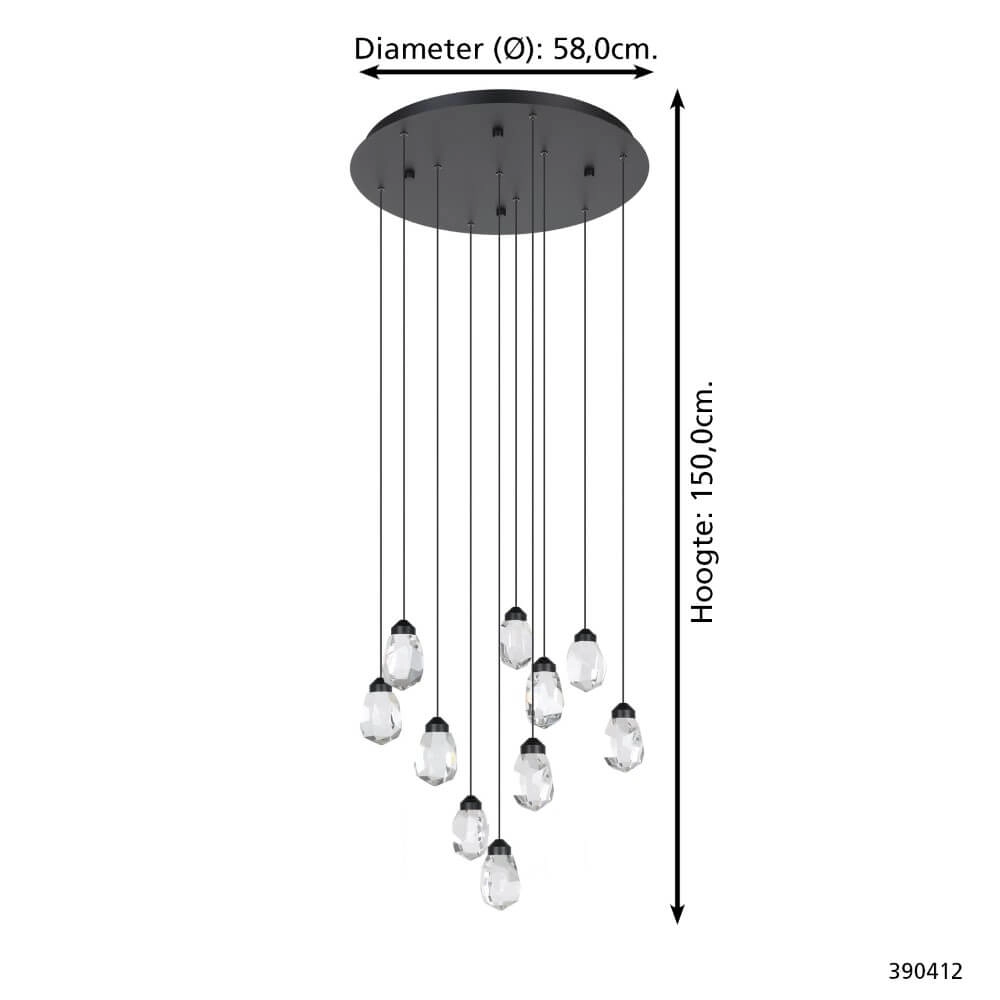 10-lichts hanglamp Sindicat zwart Stars of Light 9008606307104