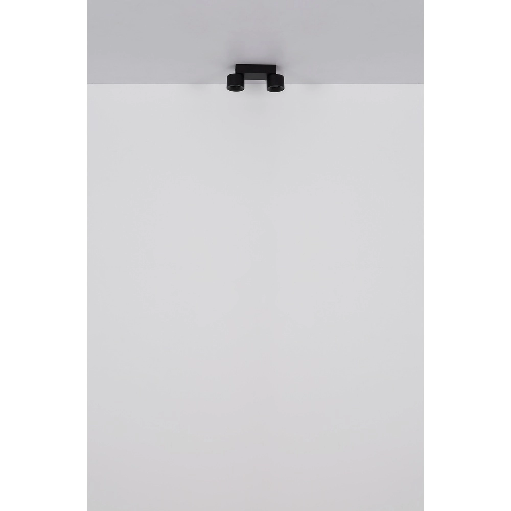 Strakke plafondlamp Rae 2-lichts zwart Globo 9007371447640