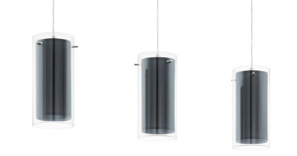 Eetkamer hanglamp Pinto Textil 3-lichts met smoke glas Eglo 9002759992866