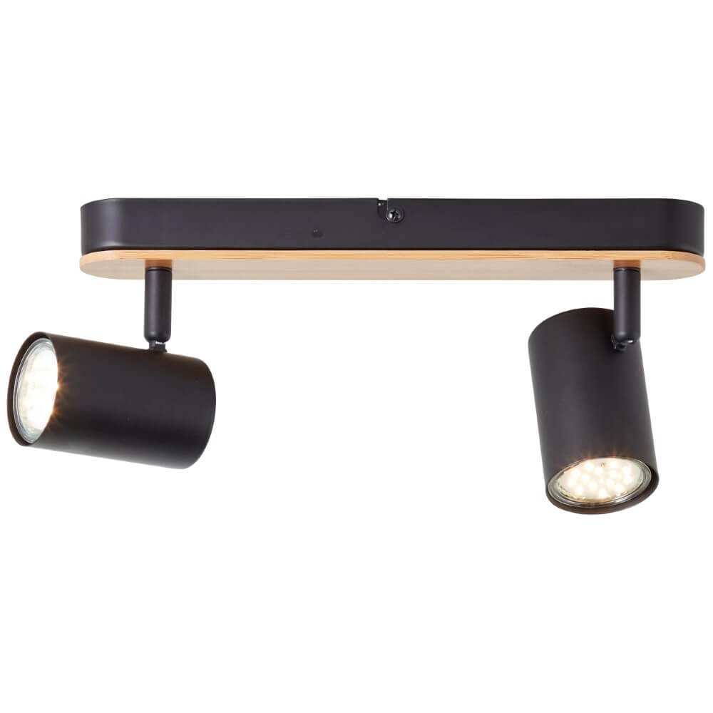 Plafondlamp Niels zwart met hout Brilliant 4004353410208