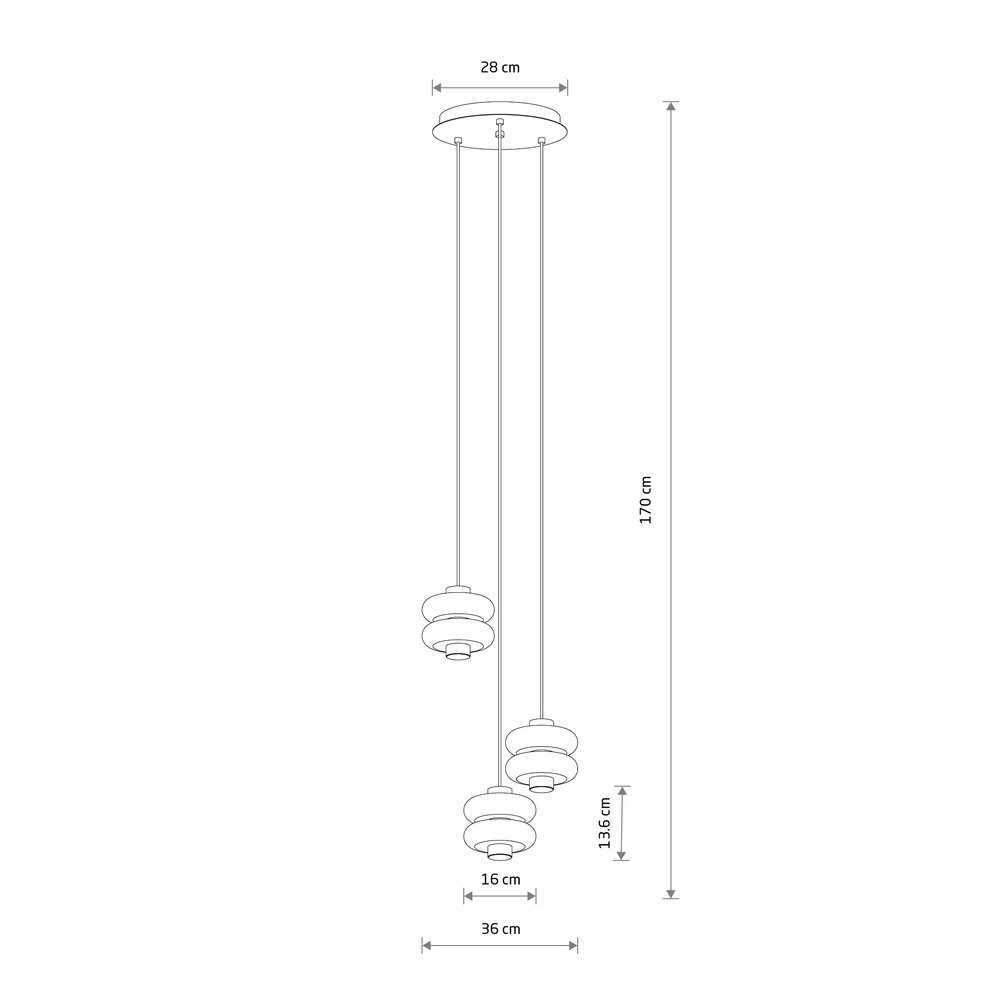 Design hanglamp Lunari Led 3-lichts grijs Lyora 5903139119825