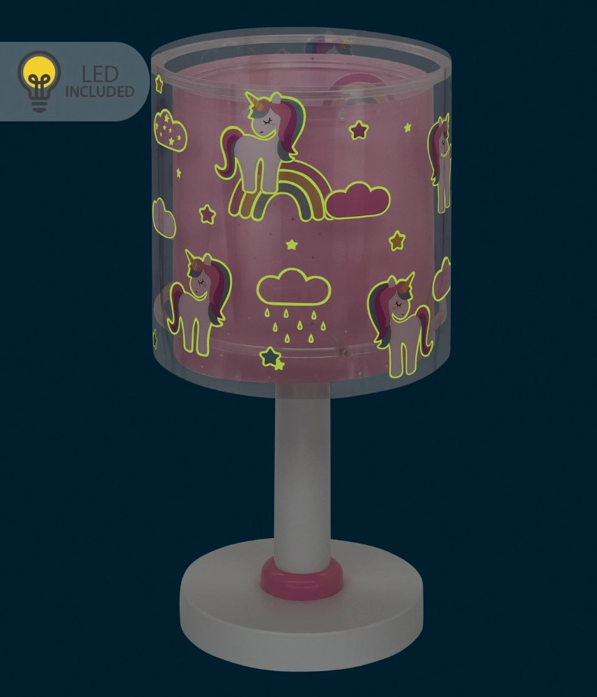Tafellamp Unicorns roze voor kinderkamer Dalber 8420406002248