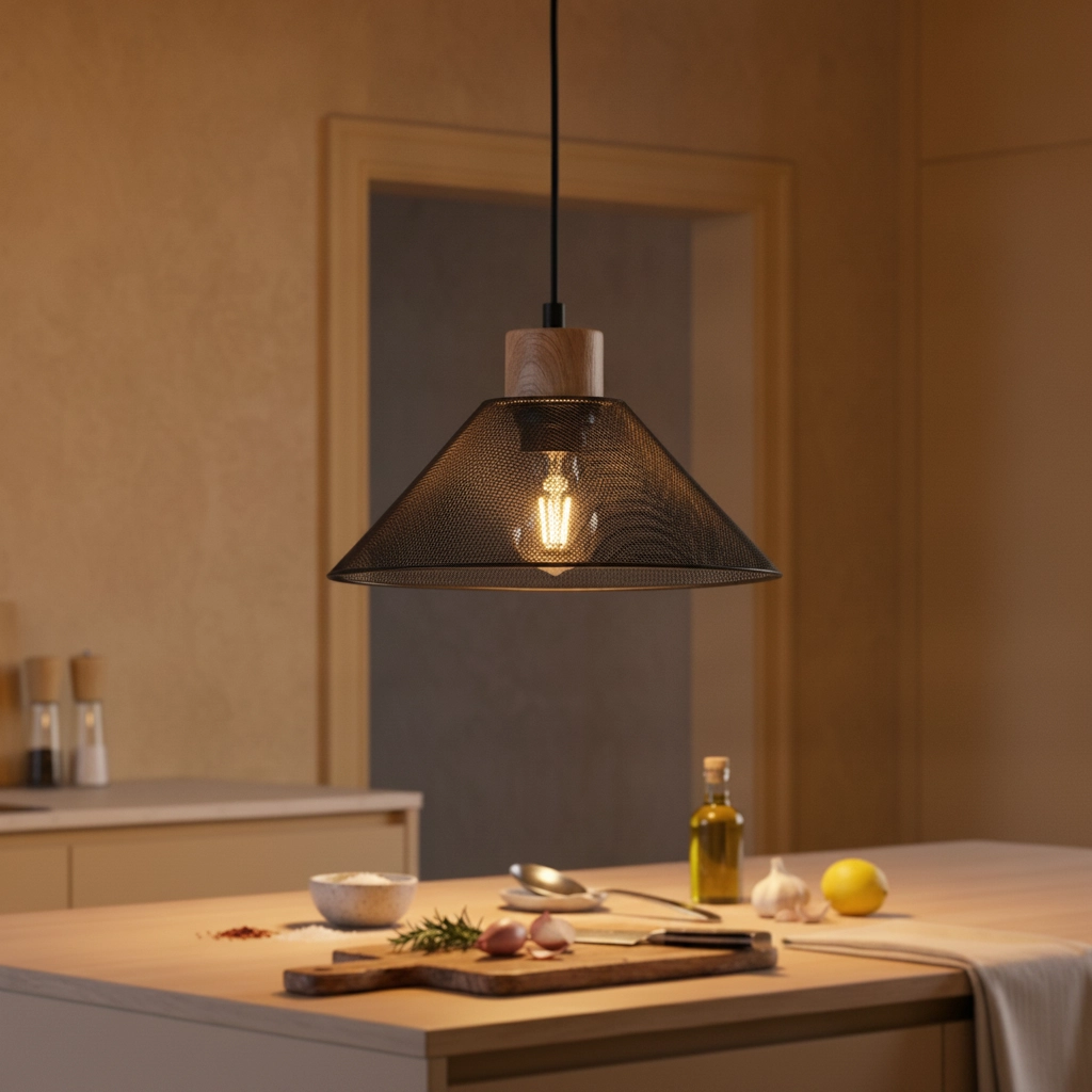 Design hanglamp Ian zwart met hout