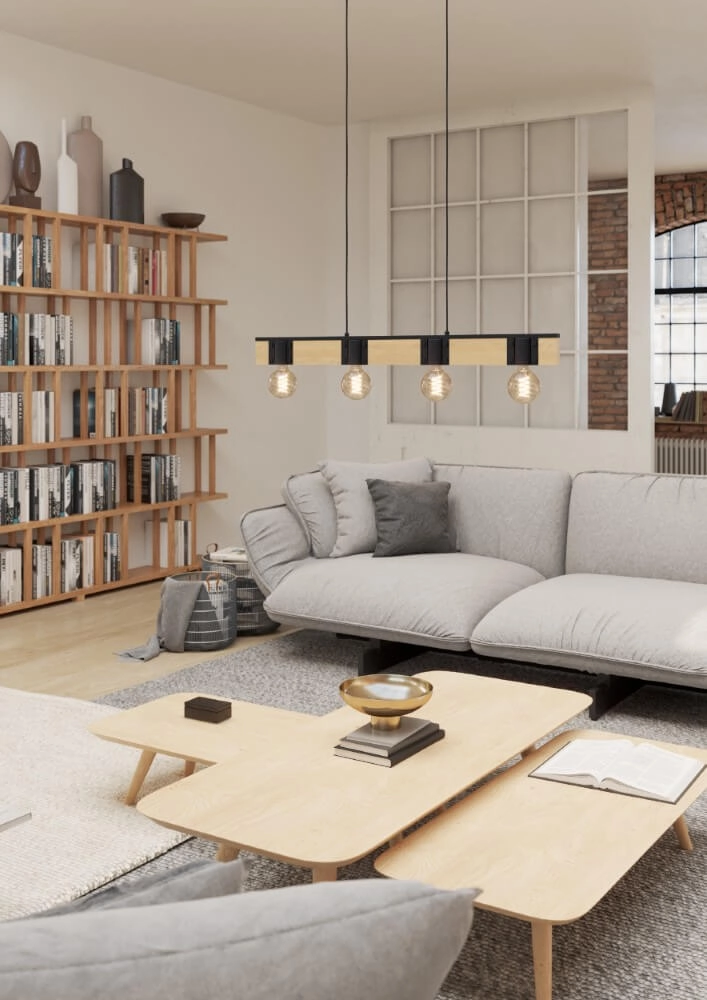 Houten hanglamp Bailrigg 4-lichts Eglo 9002759439026