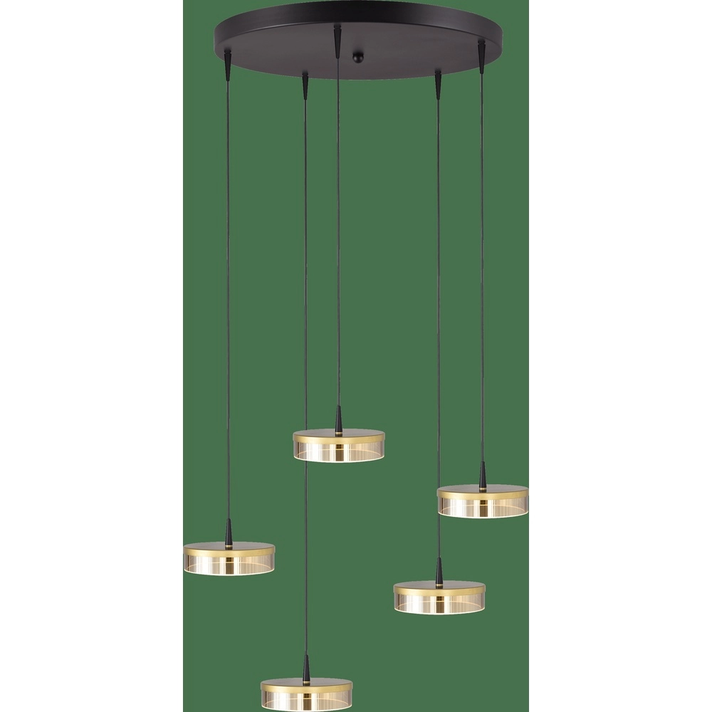 5-lichts hanglamp Imperia Ø 50cm zwart met goud