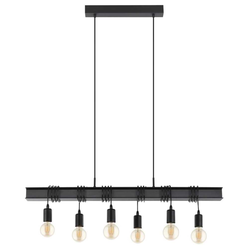 6-lichts hanglamp Townshend 6 zwart Eglo 9002759437121