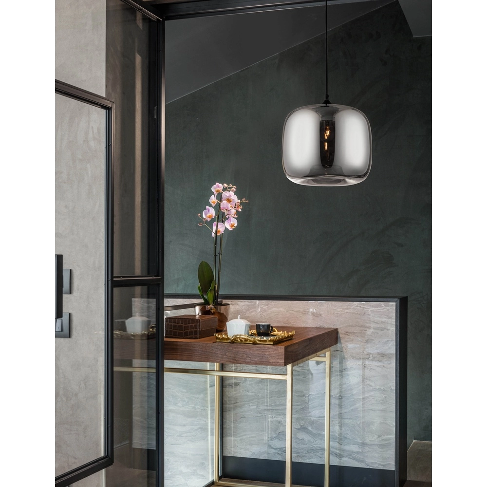 Hanglamp Savaz chroom glas Ø 28 x 23cm Lyora 5212017421272