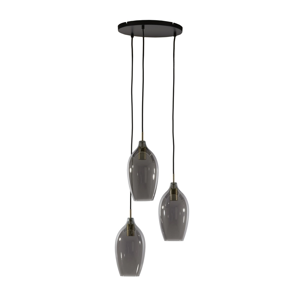 Eettafel hanglamp Lukaro 3-lichts - smoke glas