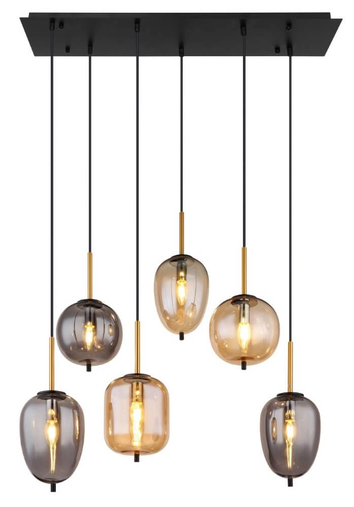 6-lichts hanglamp Blacky zwart Globo 9007371440702