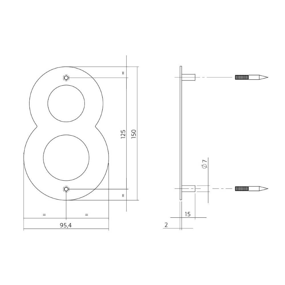 Huisnummer 8 Numbra 150x2mm RVS Intersteel 8714186126776