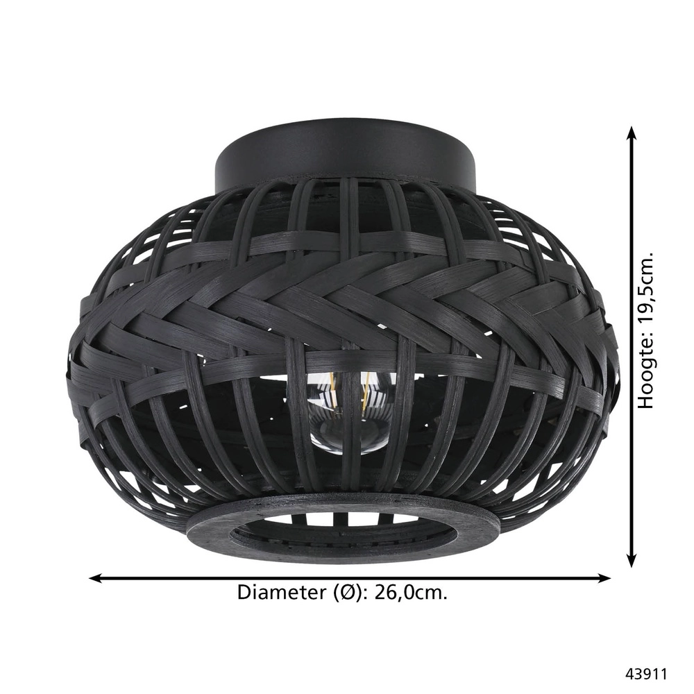 Zwarte plafondlamp Towcester Ø 26cm - hout Eglo 9002759439118