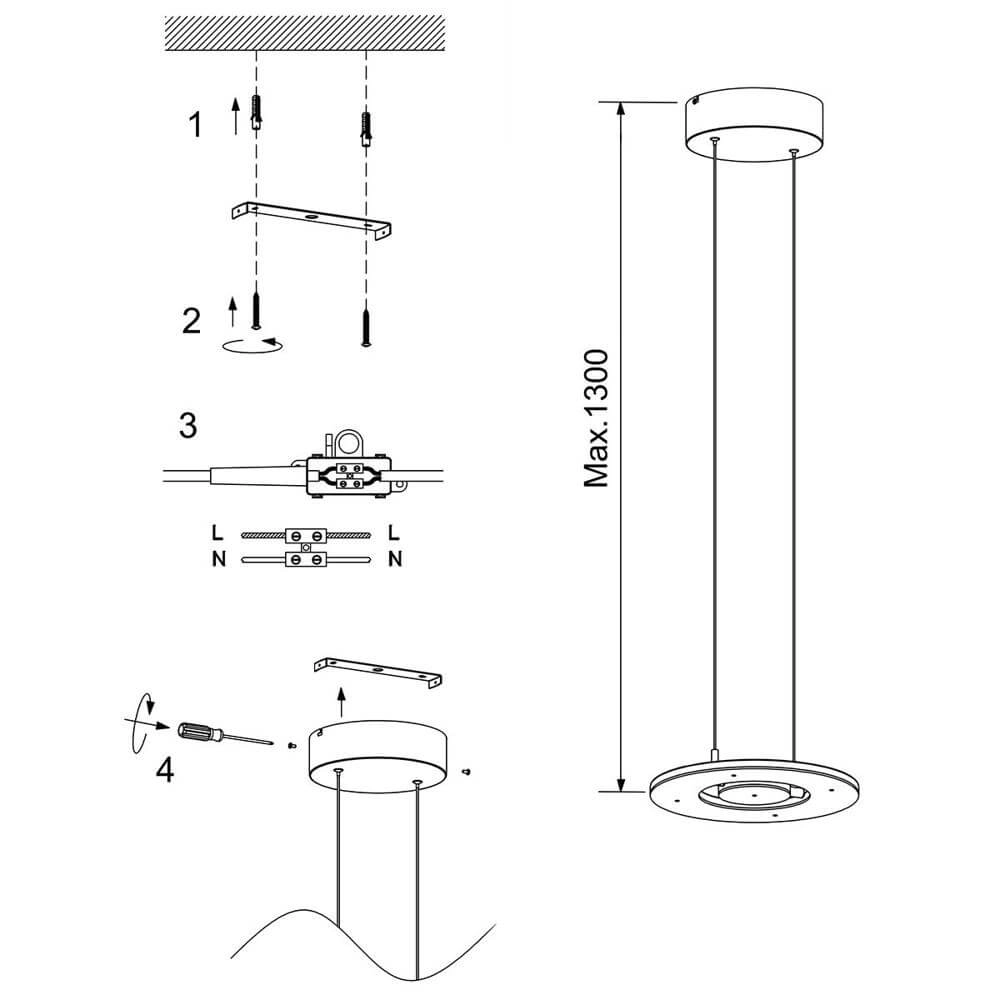 Strakke hanglamp Soleil Ø 32cm zwart Steinhauer 8712746176681