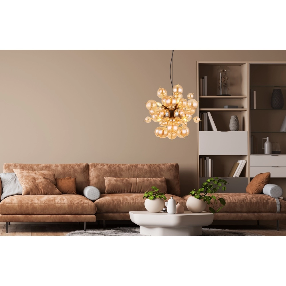 Unieke hanglamp Udo amber glas Ø 55cm Globo 9007371446643