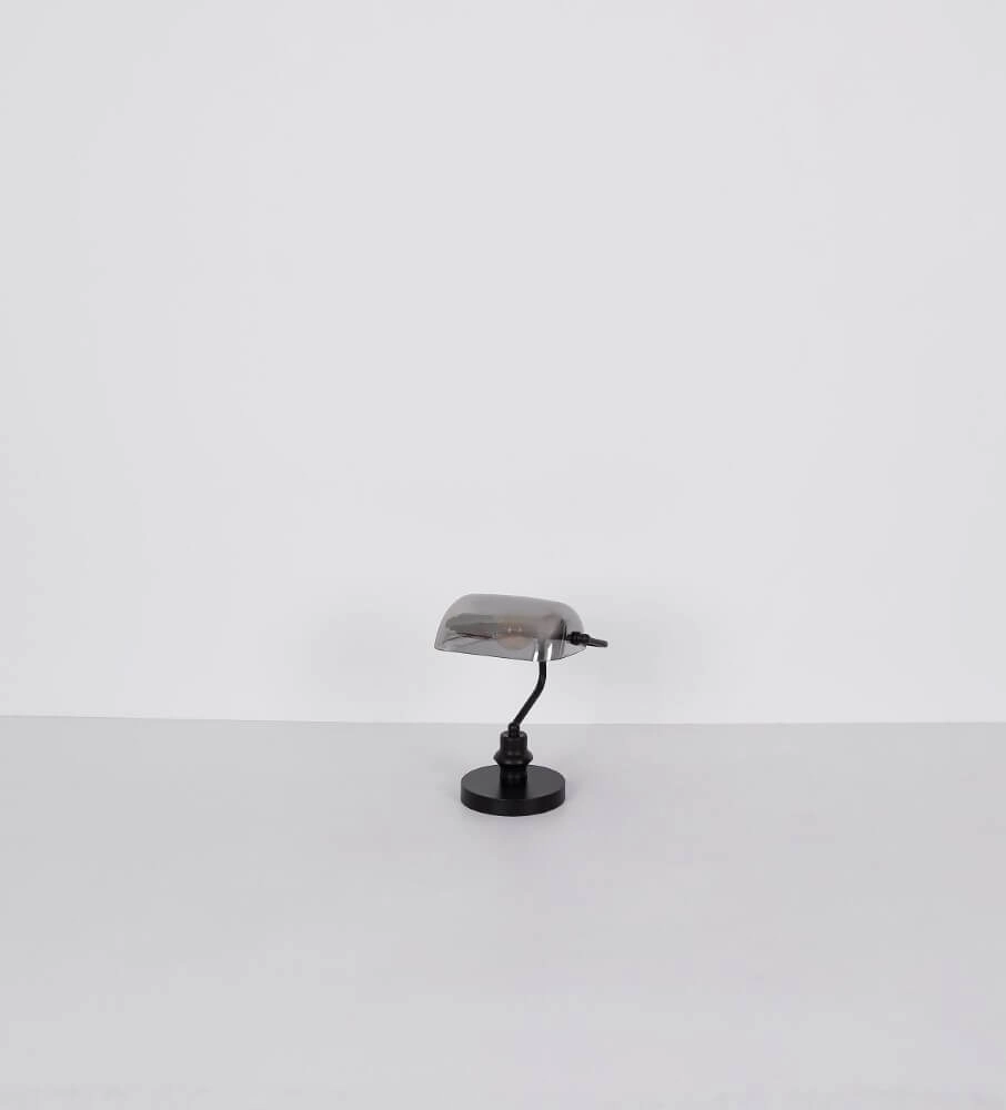 Zwarte bureaulamp Antique met smoke glas Globo 9007371457779