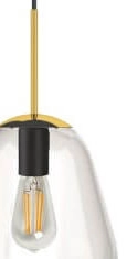Glazen hanglamp Pear Short Ø 22cm goud met helder glas Lyora 5903139867399