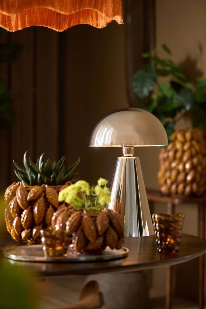 Design tafellamp Surrina zilvergrijs Ø 26cm