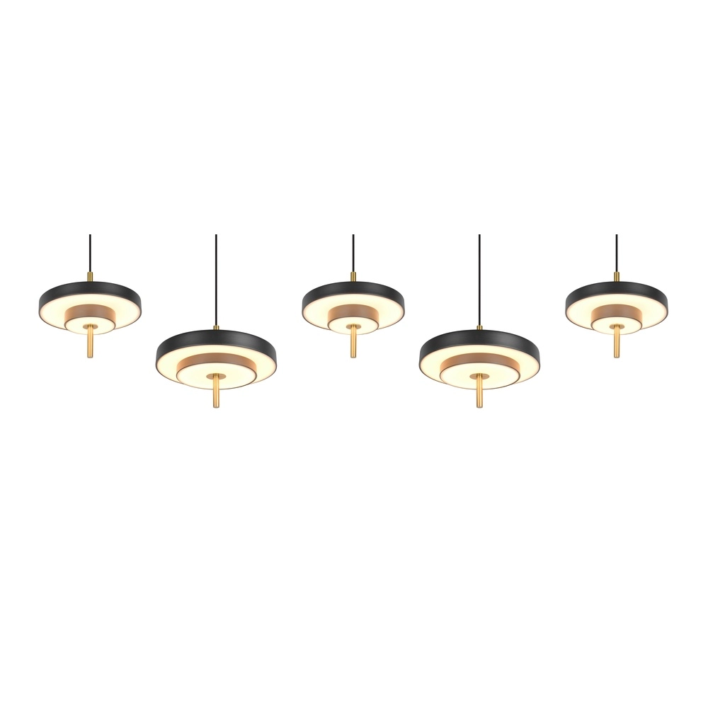 5-lichts hanglamp Keaton zwart met goud Trio 4017807655483