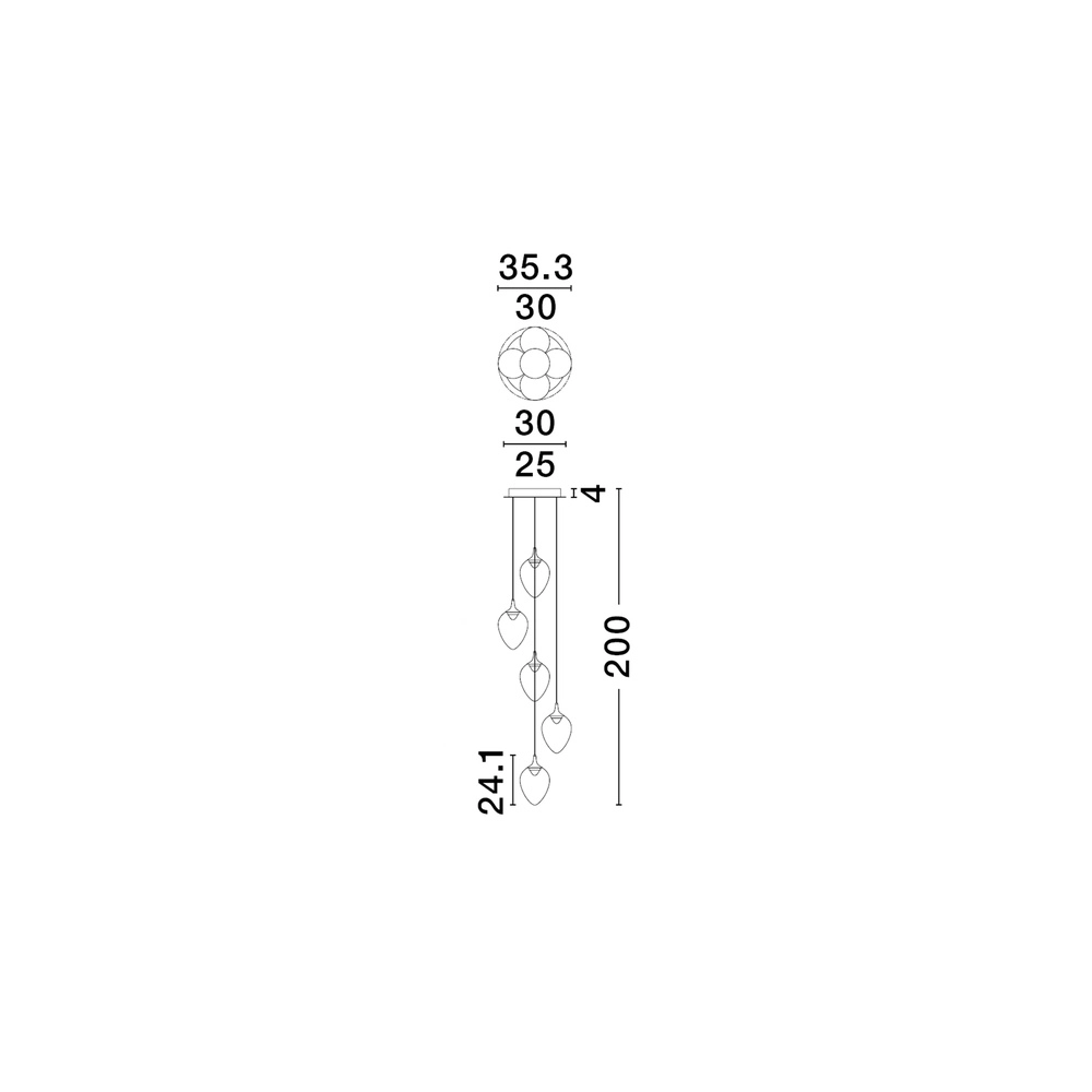 Hanglamp Nali 5-lichts smoke glas Lyora 5212017477781