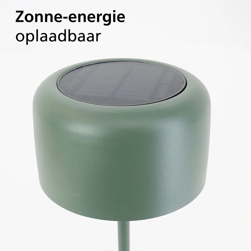 Strakke tafellamp Roccanova solar groen met usb Eglo 9008606355051