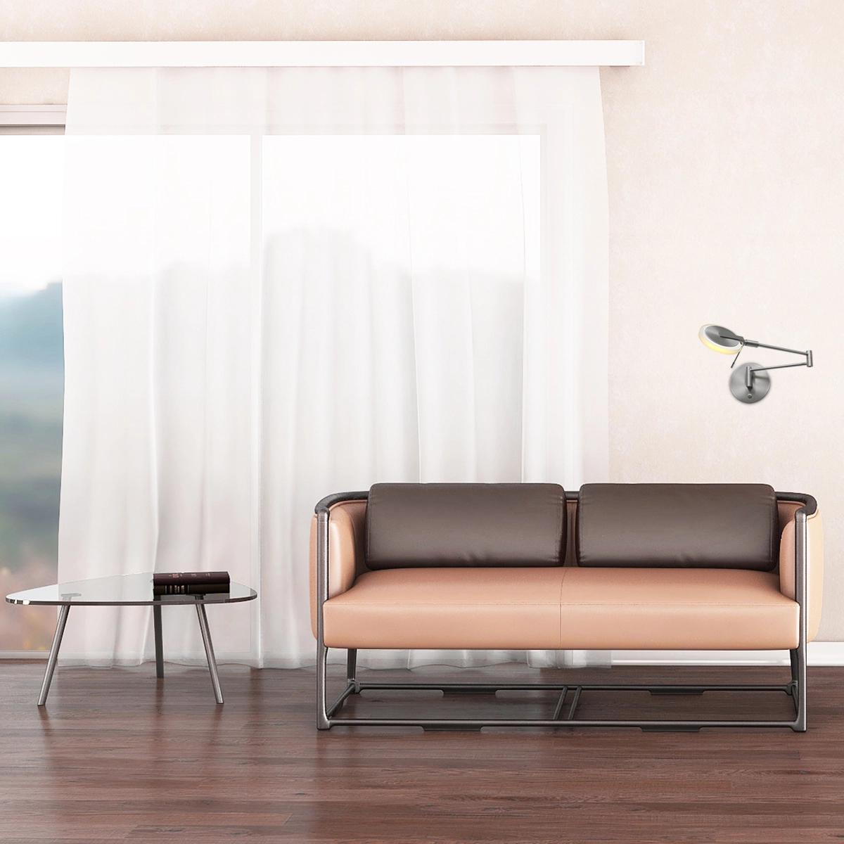 Led wand leeslamp Turound 10w - 2700K - 62cm RVS helder glas Steinhauer 8712746133370