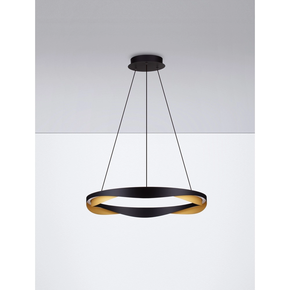 Hanglamp Radon Ø 65cm zwart met goud Lyora 5212017452504