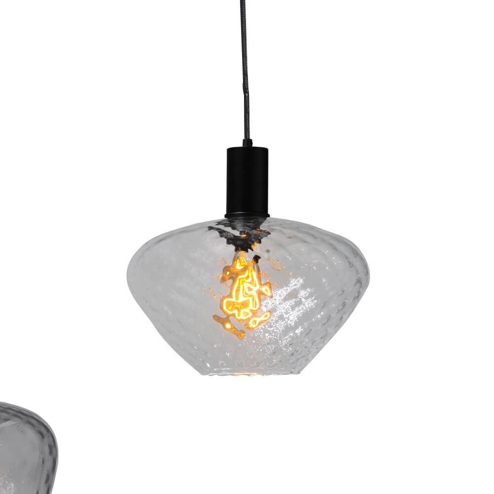 6-lichts hanglamp - zwart - Porto met verschillende glazen Masterlight 8718121270685