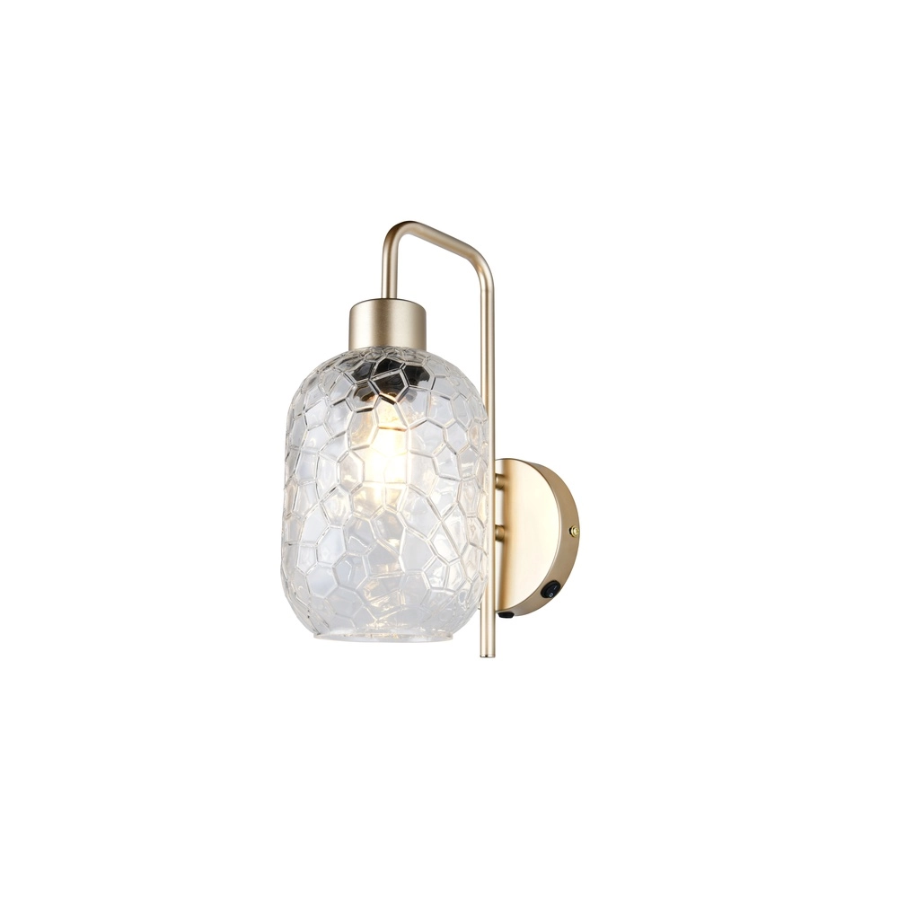 Wandlamp Emelie goud met smoke glas
